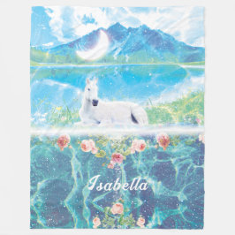 Unicorn i en paradisdrömsvärld Fleece Blanket