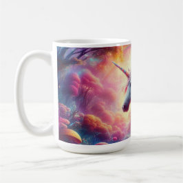 Unicorn i en Vibrant Fantasy Forest Kaffemugg