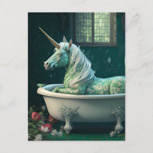 Unicorn i ett badkar vykort