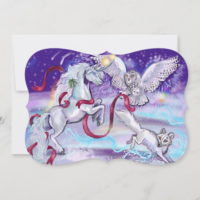 Unicorn i inbjudan till Snö (Framsida)