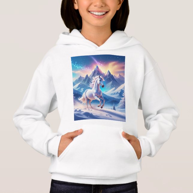 Unicorn i Majestic Snowy Mountains T Shirt (Framsida)