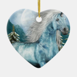 Unicorn i månskenprydnad julgransprydnad keramik