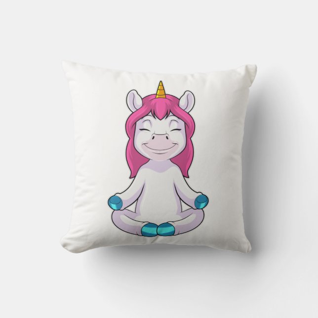 Unicorn i Meditate i Sitta Kudde (Framsida)