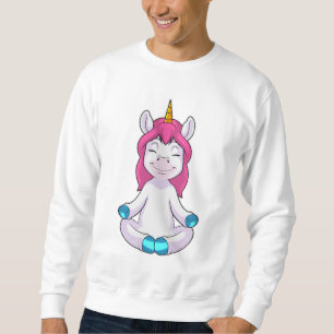 Unicorn i Meditate i Sitta Lång Ärmad Tröja