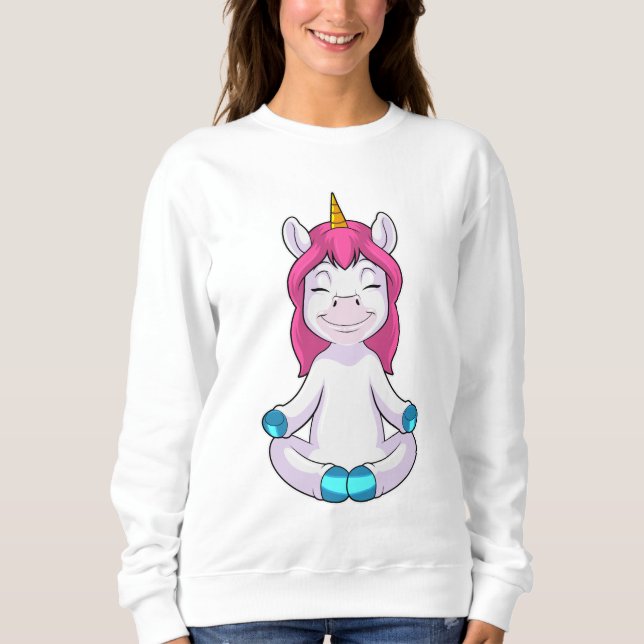 Unicorn i Meditate i Sitta T Shirt (Framsida)