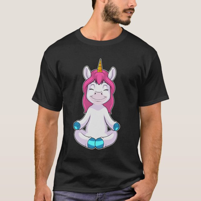Unicorn i Meditate i Sitta T Shirt (Framsida)