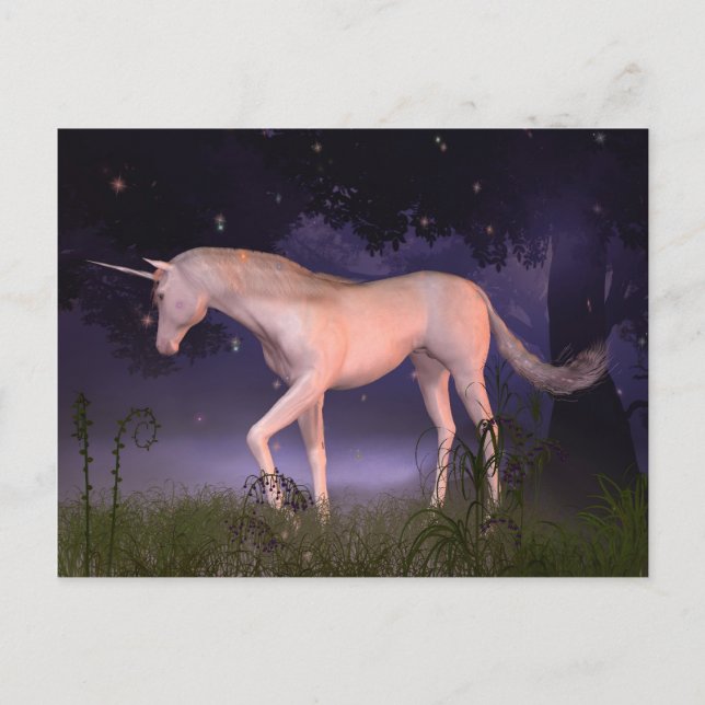 Unicorn i Misty Forest Glade Vykort (Framsida)