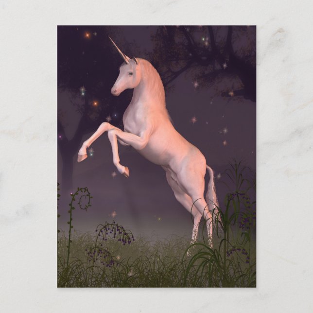 Unicorn i Moonlit Forest Glade Vykort (Framsida)