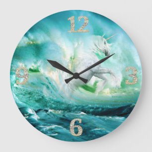 Unicorn i Ocean Vågar Wall Clock Stor Klocka