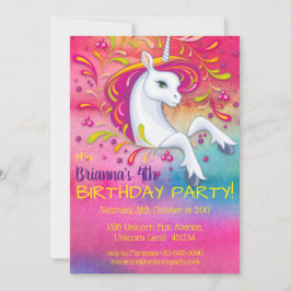 Unicorn i Rainbow Cloud Birthday Inbjudningar
