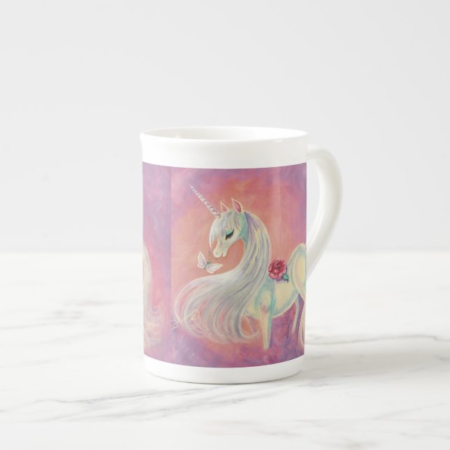 Unicorn i rodnad av gryning benporslin mugg (Framsida höger)