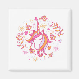 Unicorn i Rosa och Orange Magnet
