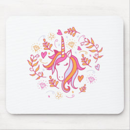 Unicorn i Rosa och Orange Musmatta