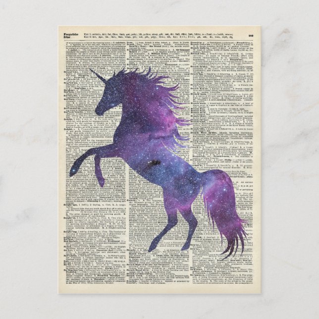 Unicorn i rymden vykort (Framsida)