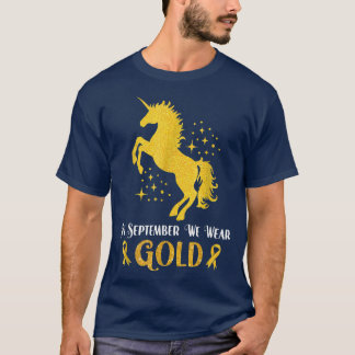 Unicorn i september vi Bära Guld barncancer T Shirt