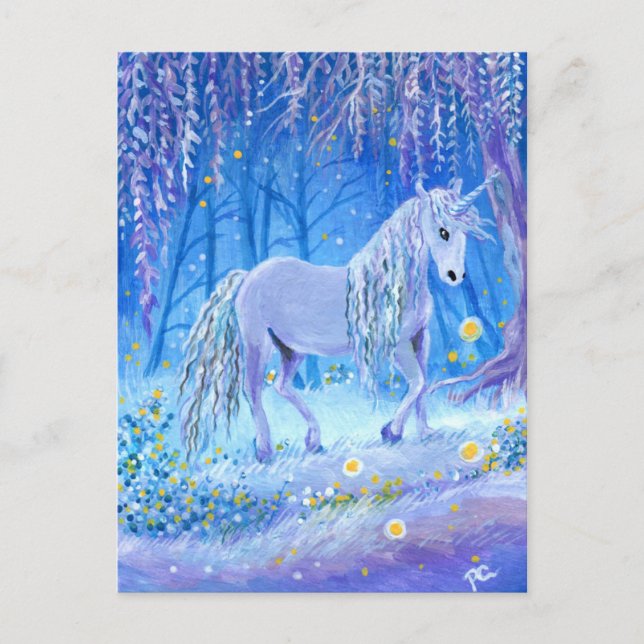 Unicorn i Skogen Vykort (Framsida)