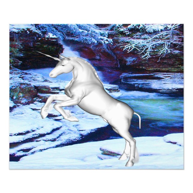 Unicorn i Snö Fototryck (Framsidan)