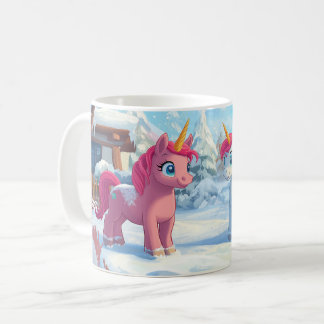 Unicorn i snö kaffemugg