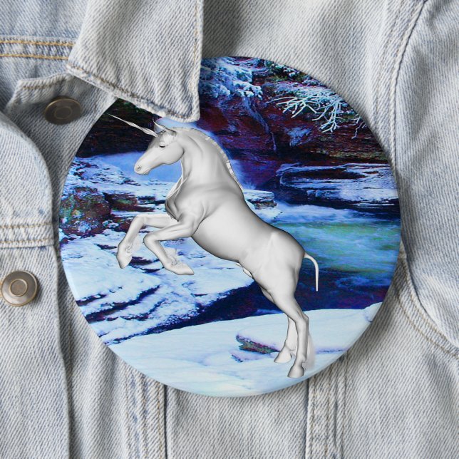 Unicorn i Snö-knappen Knapp (In Situ)