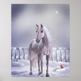 Unicorn i Snö Poster Skriv ut