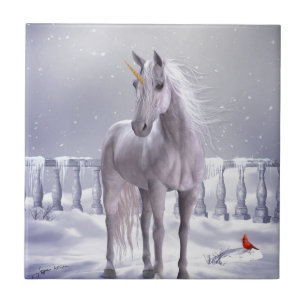 Unicorn i snön kakelplatta