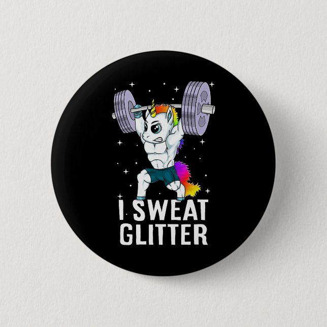 Unicorn I Sweat Glitter Funny Gym Workout Manar Wo Knapp (Framsida)