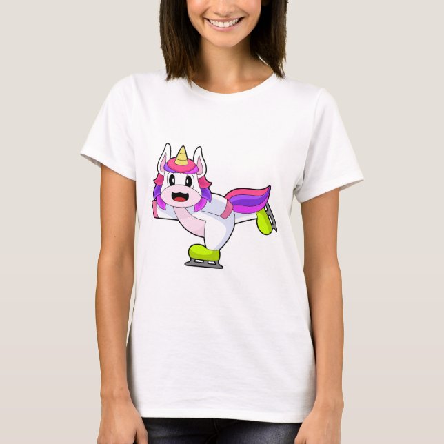 Unicorn Ice skating Ice skates Winter sports T Shirt (Framsida)