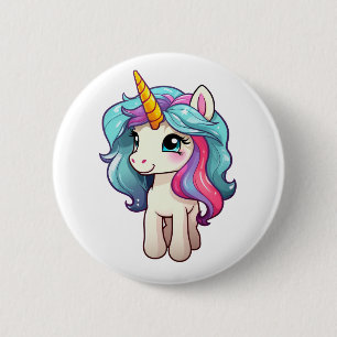 Unicorn-illustration för tecknad knapp