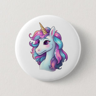 Unicorn-illustration för tecknad knapp