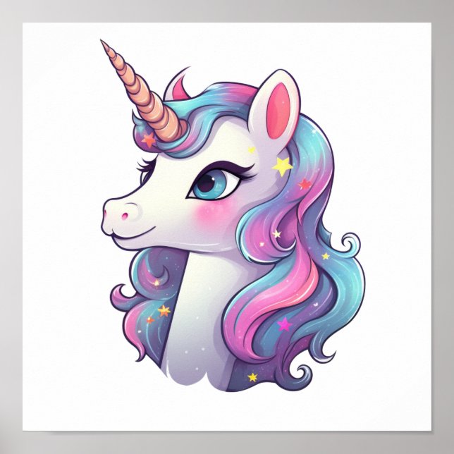 Unicorn-illustration för tecknad poster (Framsidan)