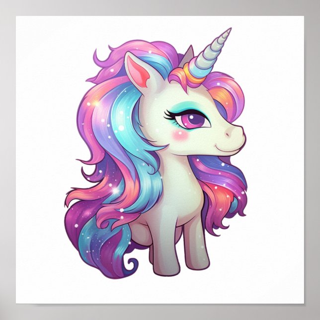 Unicorn-illustration för tecknad poster (Framsidan)