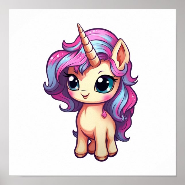 Unicorn-illustration för tecknad poster (Framsidan)