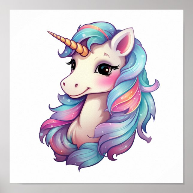 Unicorn-illustration för tecknad poster (Framsidan)