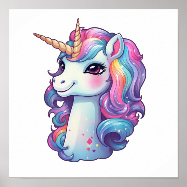 Unicorn-illustration för tecknad poster (Framsidan)
