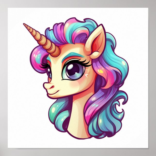 Unicorn-illustration för tecknad poster (Framsidan)
