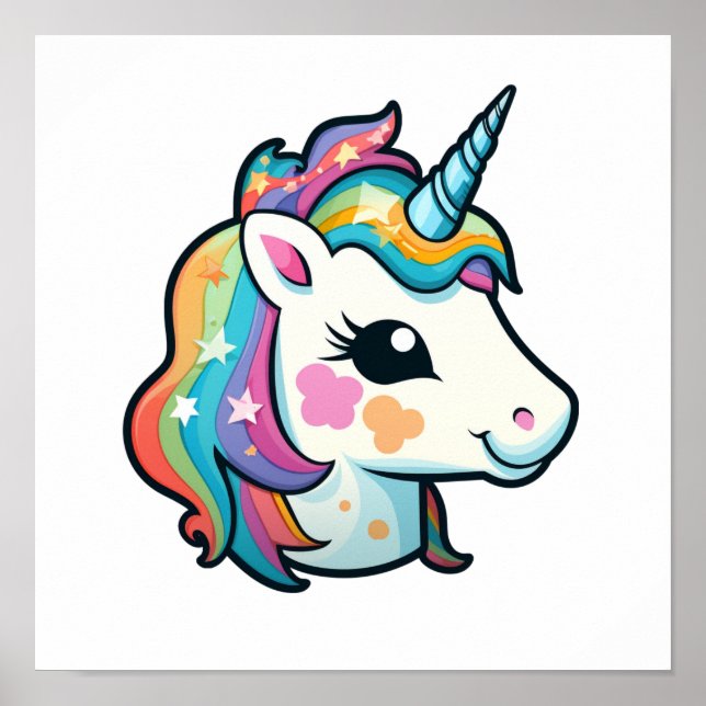 Unicorn-illustration för tecknad poster (Framsidan)