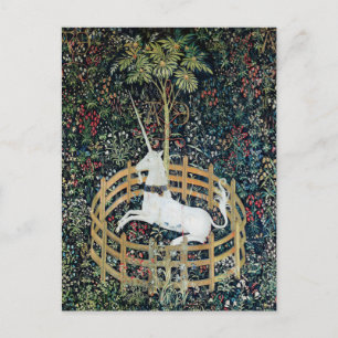 Unicorn in Captivity, Blommigt Fantasy Unicorn Vykort