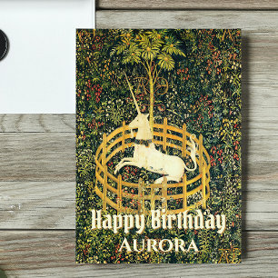 Unicorn in Captivity Fantasy Medieval Birthday Julkort