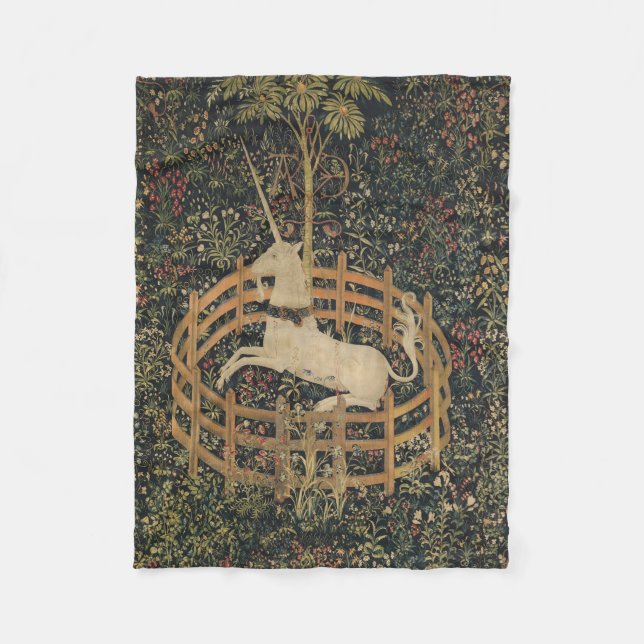 Unicorn in Captivity, Medieval Tapestry Fleecefilt (Framsidan)