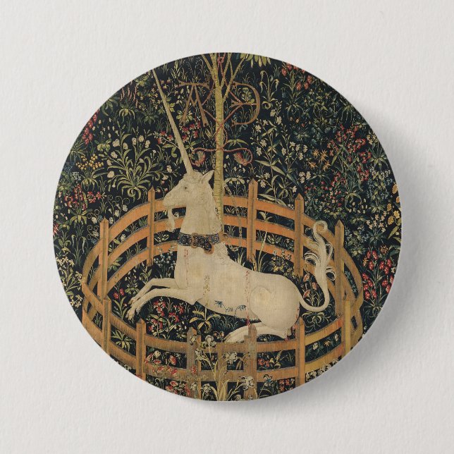 Unicorn in Captivity, Medieval Tapestry Knapp (Framsida)