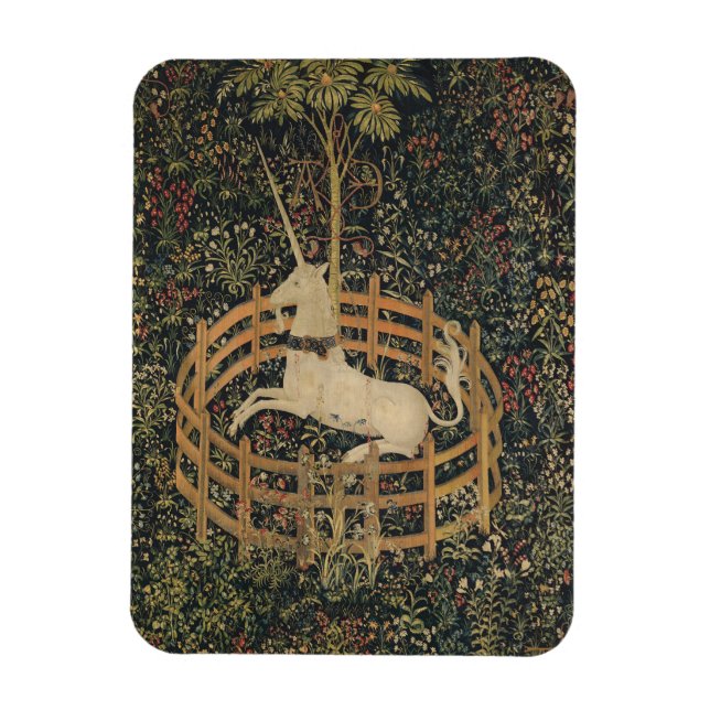 Unicorn in Captivity, Medieval Tapestry Magnet (Vertikal)
