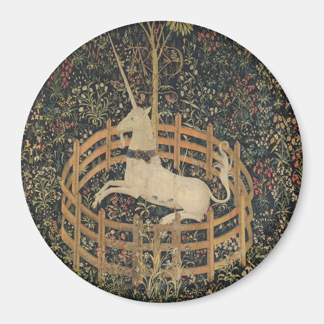 Unicorn in Captivity, Medieval Tapestry Magnet (Framsidan)