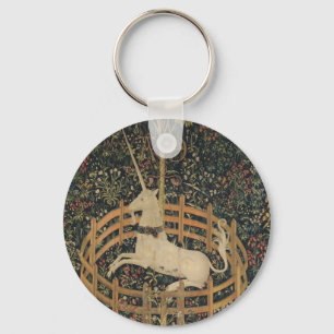 Unicorn in Captivity, Medieval Tapestry Nyckelring