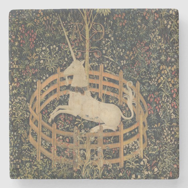 Unicorn in Captivity, Medieval Tapestry Stenunderlägg (Framsidan)