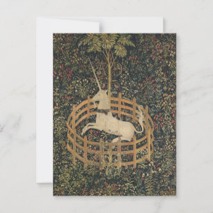 Unicorn in Captivity, Medieval Tapestry Vykort