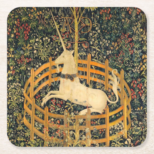 Unicorn in Captivity Underlägg Papper Kvadrat (Framsidan)