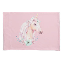 Unicorn in Flowers Whimsical Watercolor Rosa