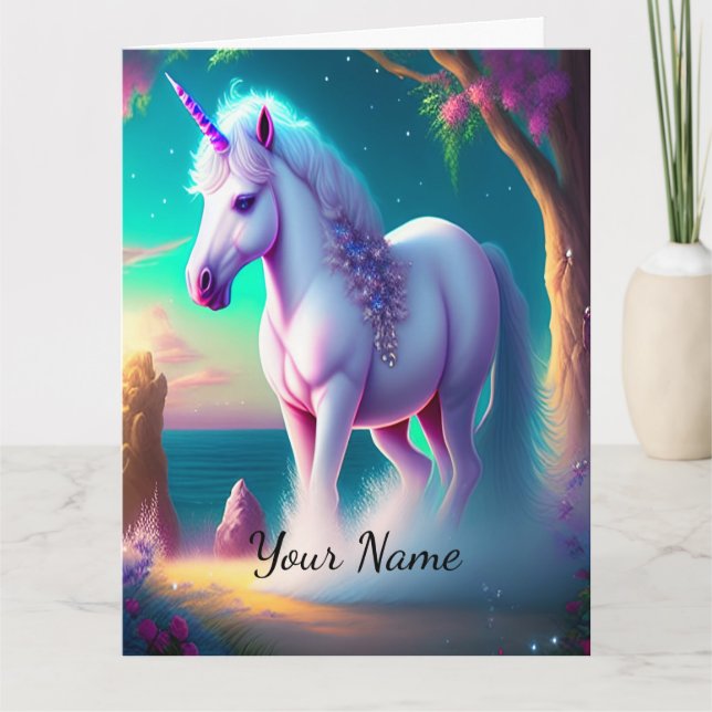 Unicorn in Forest Art Print Kort (Framsida)