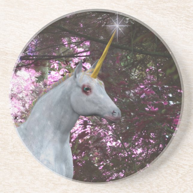 Unicorn in Forest Fantasy Drink Underlägg (Framsidan)