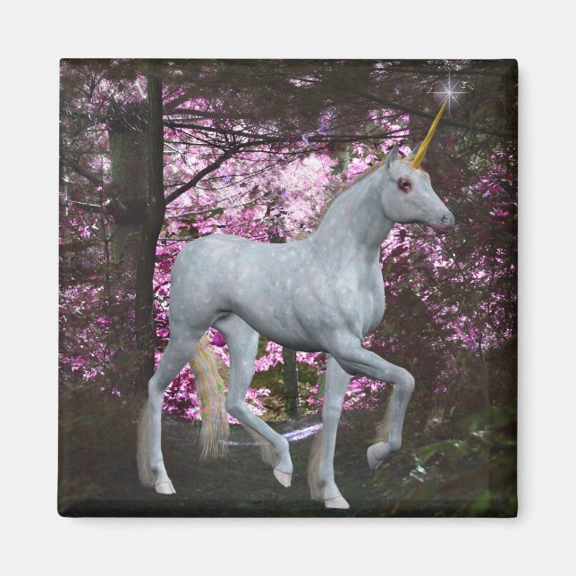 Unicorn in Forest Fantasy Magnet (Framsidan)